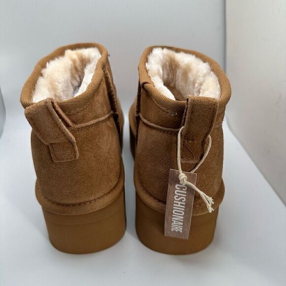 CUSHIONAIRE Women's Genuine Suede pull on platform boot +Memory Foam 9 CHESTNUT - Picture 4 of 7